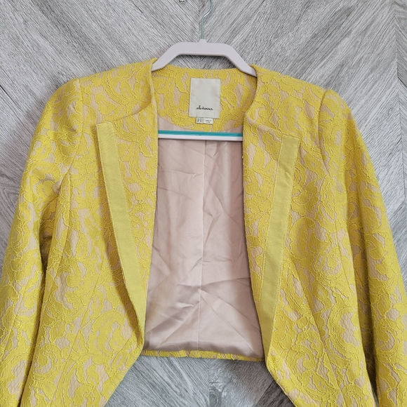 Anthropologie Yellow Lace Jacket Size 4 - Picture 5 of 10